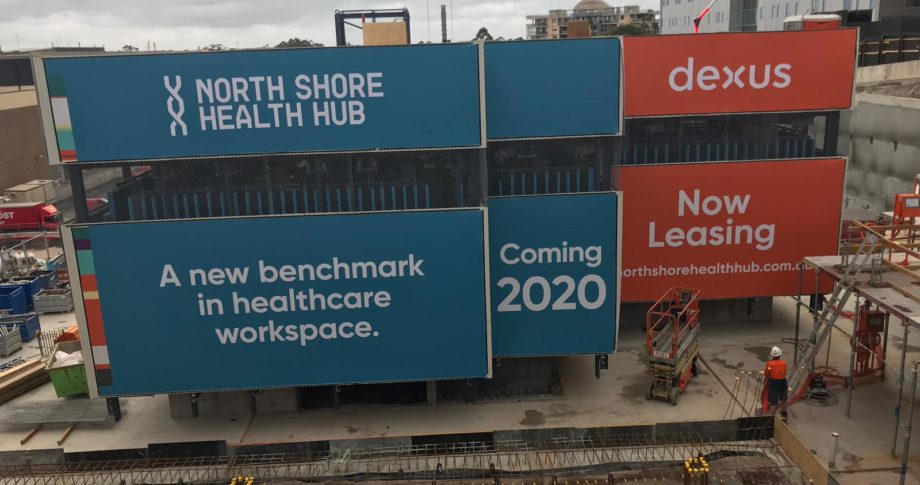 north shore health hub construction and building signs